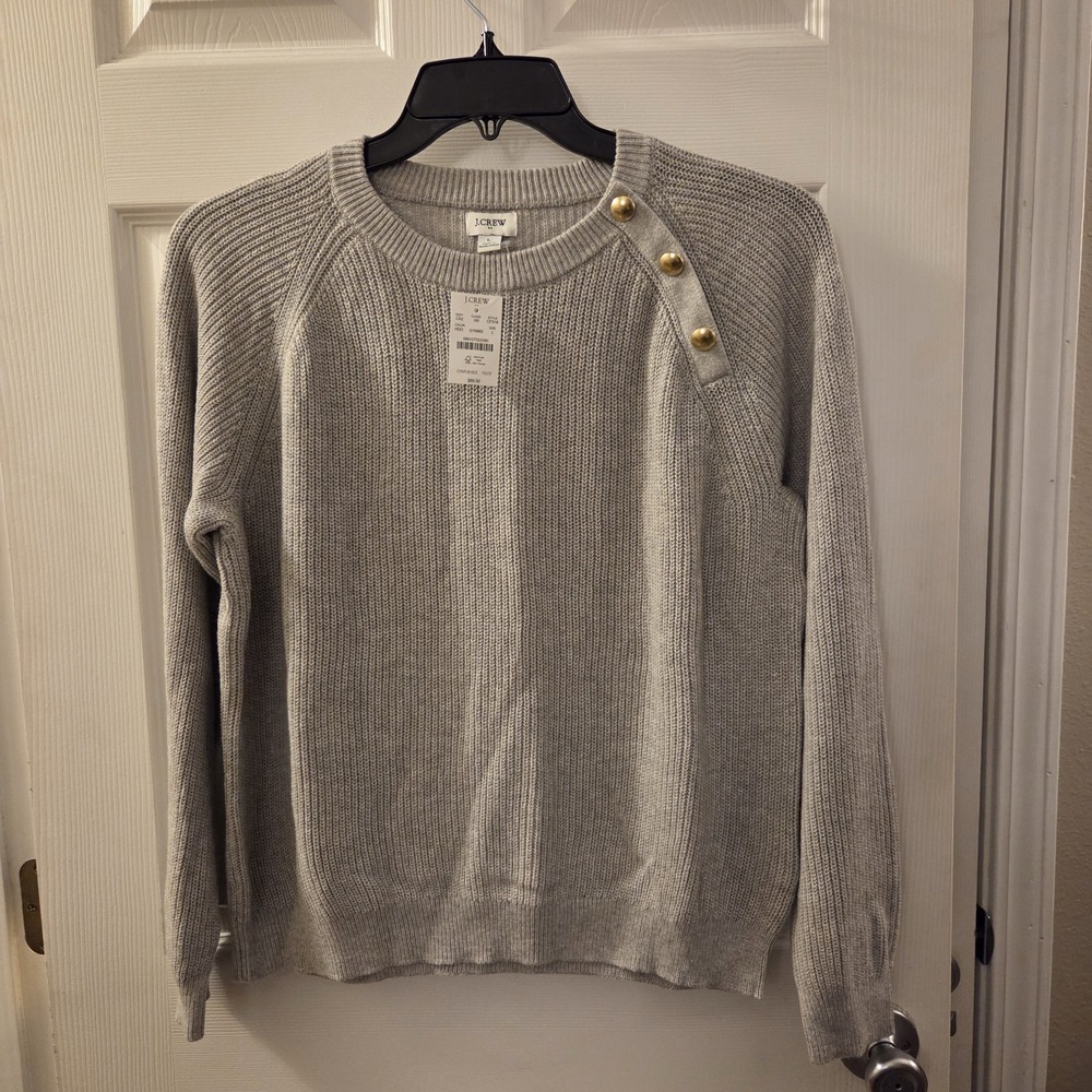 J. Crew sz L gray pullover sweater NWT basic classic cozy everyday career